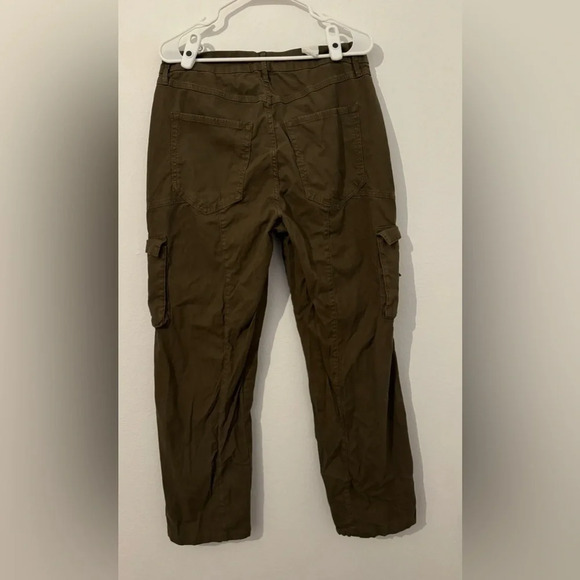 GOOD AMERICAN Cargo Pants Green Military Y2K High Rise Straight Leg Size 10 - Picture 2 of 13